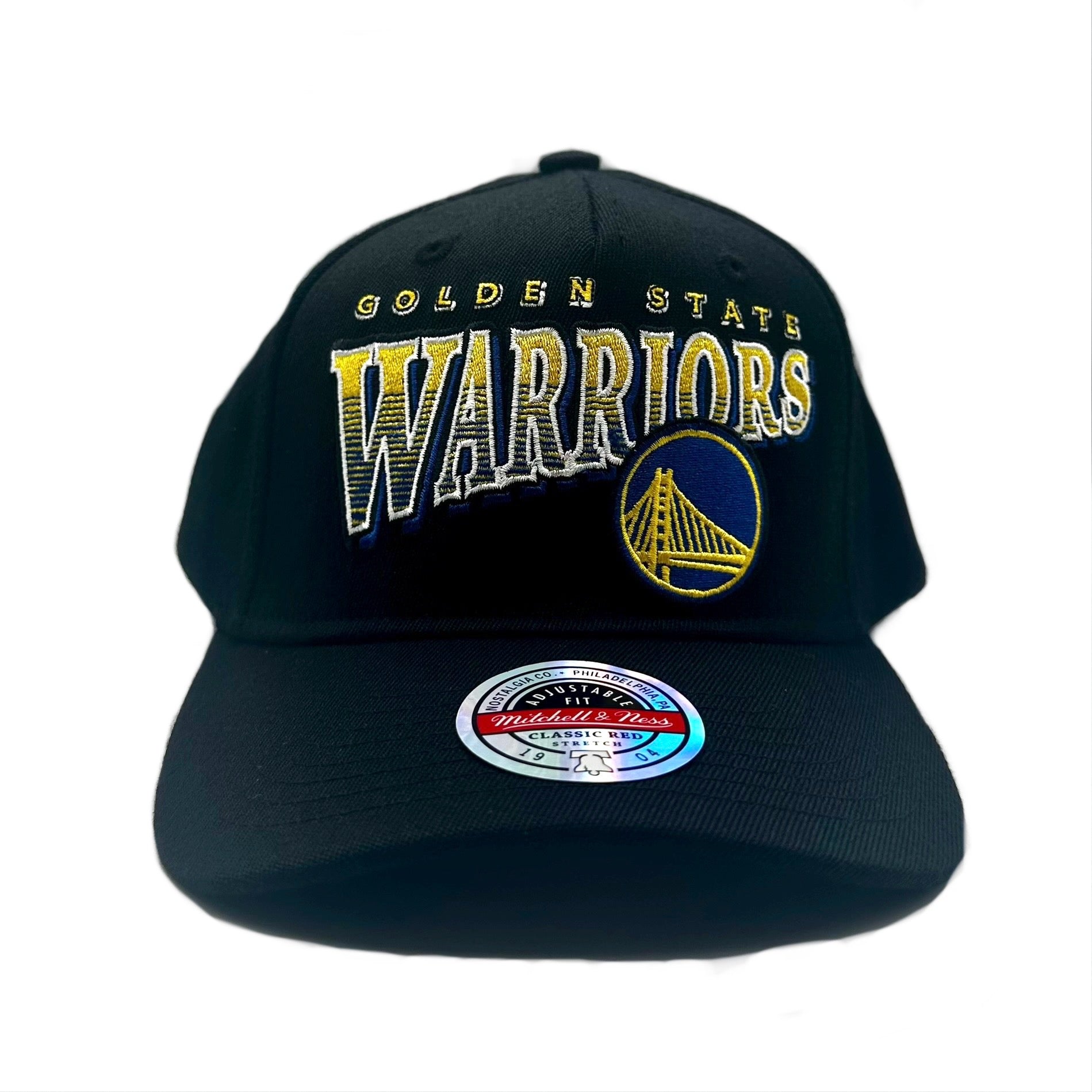 Golden State Warriors Hat - Black NBA Line Work Snapback Cap - Mitchell & Ness
